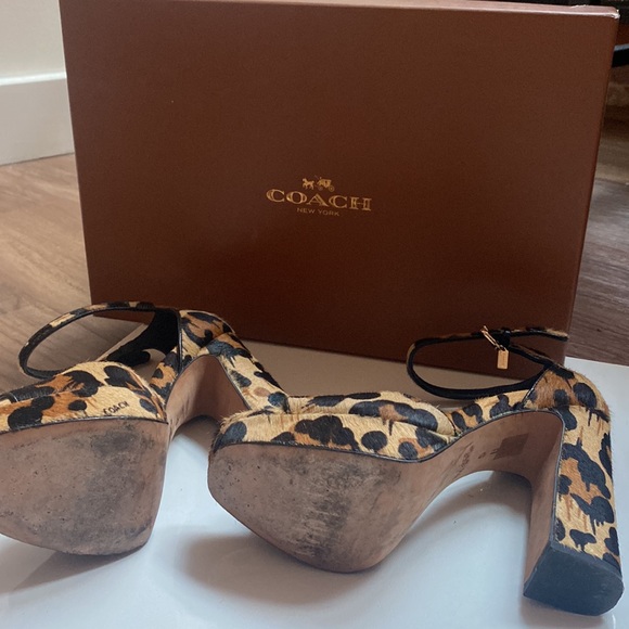 Coach leopard open toe platform size 5 - Picture 5 of 6